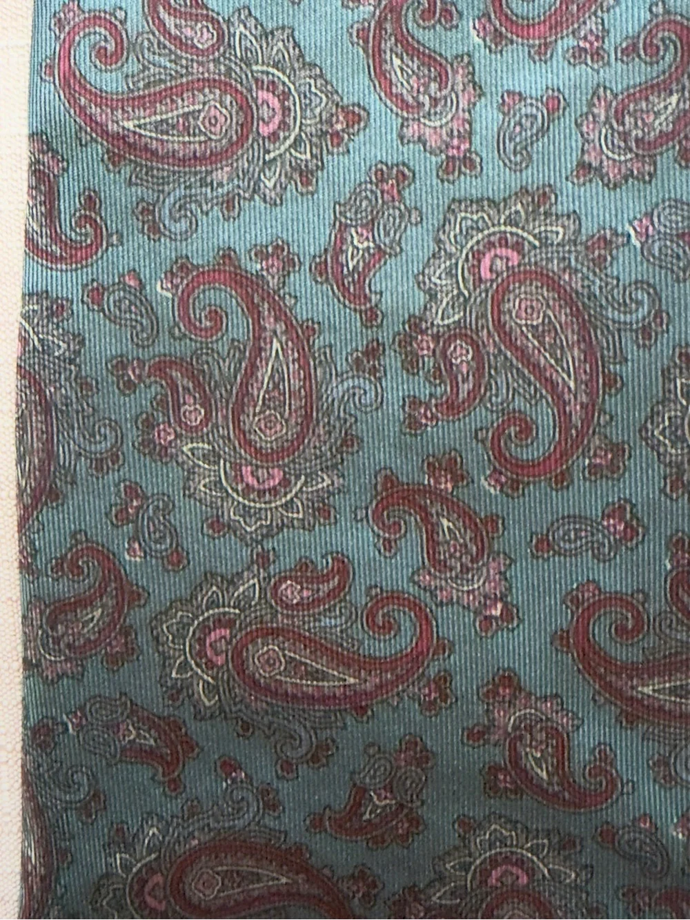Vintage Kuppenheimer Men’s Club Paisley Silk Tie Blue Burgundy Madr in Italy